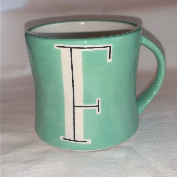 Anthropologie Other - Anthropologie Monogram Letter “F” Teal Mug